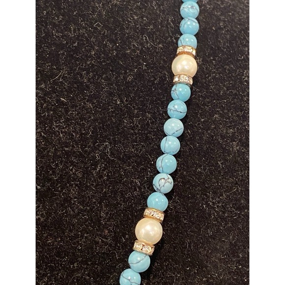 Danbury Mint Vintage Jewelry Set Turquoise Pearl 2 Necklaces, Bracelet, Earrings - Picture 9 of 10